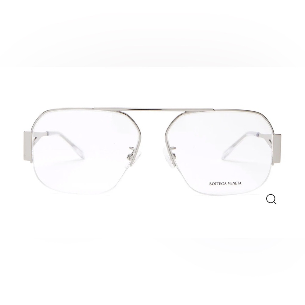 Bottega Veneta Metallic Silver Aviator Eyewear